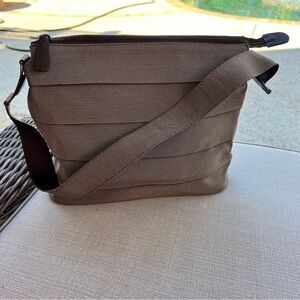 Salvatore Ferragamo Vara Brown Canvas Shoulder Bag Authentic Italy